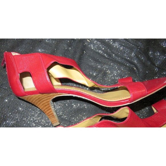 Nine West Red Leather Open Toe caged heels size 10 - Picture 7 of 12